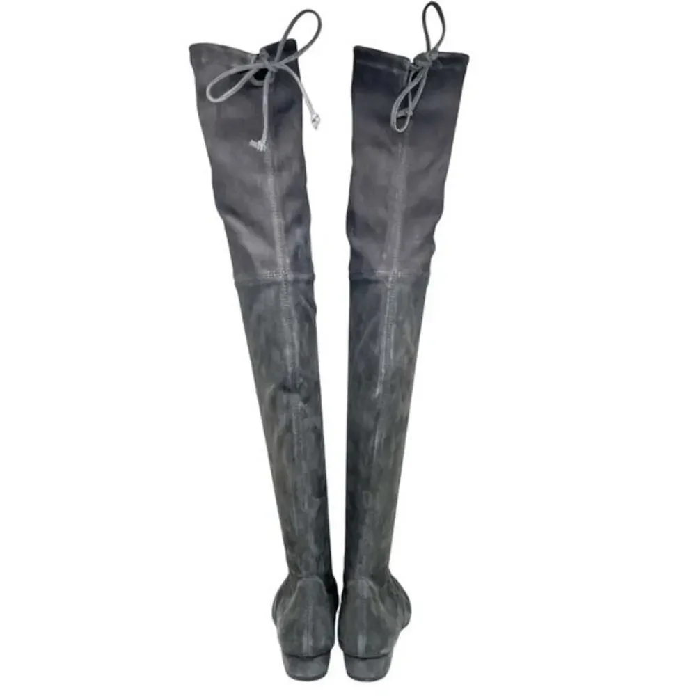 Stuart Weitzman Women's Low Land Over The‎ Knee Boots Black Suede Size 7B
